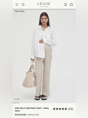 Legoe Heritage Maternity Knit Split Hem Pant in Oat